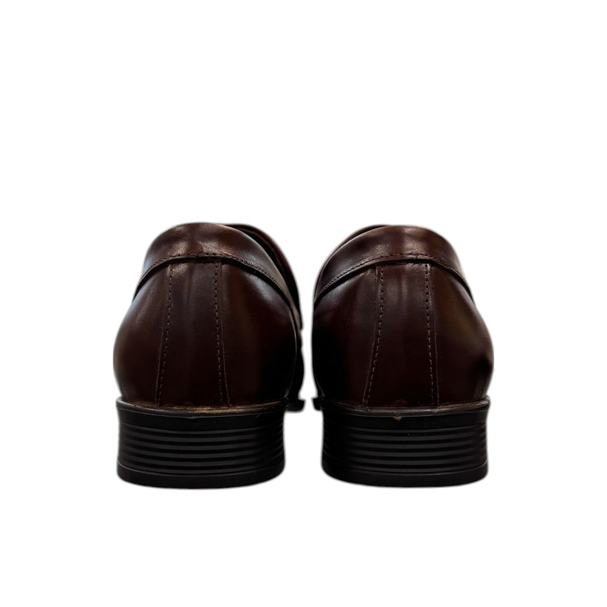 BORNA DARAKEH dark brown leather loafers for men with a durable rubber outsole and sleek slip-on design. Photo of back view.