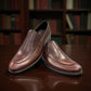 BORNA DARAKEH dark brown leather loafers for men with a durable rubber outsole and sleek slip-on design. Photo of upper view.