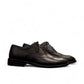 BORNA DRESSY black leather oxford shoes with brogue detailing and a durable rubber outsole. Photo of side views 1.