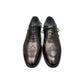 BORNA DRESSY black leather oxford shoes with brogue detailing and a durable rubber outsole. Photo of upper view.