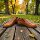 BORNA GOLESTAN brown leather slip-on men's boots with elastic side panels and rubber outsole. Photo of front side view 1.