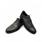 Borna Kan black leather men's dress shoe with a rubber outsole and lace-up closure. Photo of front side view.