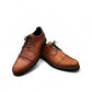 BORNA KAN brown leather men's oxford shoes with a durable rubber outsole and lace-up closure. Photo of front side view.