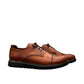 BORNA KAN brown leather men's oxford shoes with a durable rubber outsole and lace-up closure. Photo of side views.