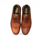 BORNA KAN brown leather men's oxford shoes with a durable rubber outsole and lace-up closure. Photo of upper view.