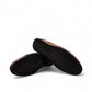 BORNA KAN brown leather men's oxford shoes with a durable rubber outsole and lace-up closure. Photo of bottom view.