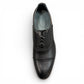 Borna black leather oxford shoes with a cap toe and durable rubber outsole for men. Photo of upper view.