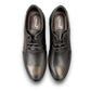 BORNA SADABAD black leather lace-up dress shoe with a durable rubber outsole and side profile view. Photo of upper view.