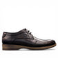BORNA SADABAD black leather lace-up dress shoe with a durable rubber outsole and side profile view. Photo of right side view.