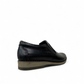 Borna Shams black leather slip-on men's shoe with a rubber outsole and embossed side logo. Photo of back side view.