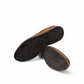 Borna Shams brown leather slip-on men's shoes with a rubber outsole and side branding detail. Photo of bottom view.