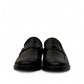 Borna Tajrish black leather loafers for men with a rubber outsole and metal detail. Photo of front view.