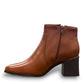 Bottero Aiden ankle boots in burnished cognac leather with a low block heel and side zipper detail.