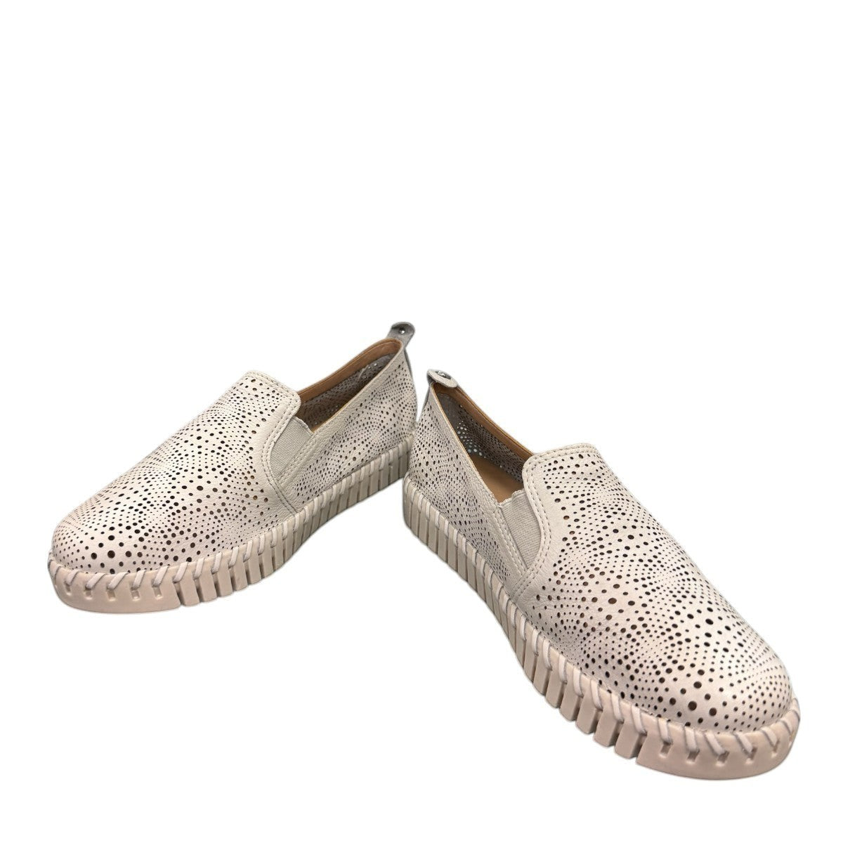 Bottero Gabe off-white leather loafers with intricate laser-cut detailing and a flexible ribbed sole.