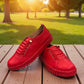 Bottero Garry red leather slip-on sneaker with a flexible ridged sole and low profile design.