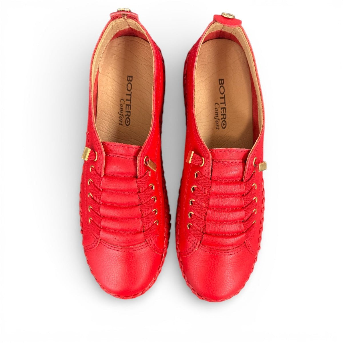 Bottero Garry red leather slip-on sneaker with a flexible ridged sole and low profile design.
