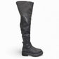 Bottero Luna black over-the-knee boot with a chunky lug sole and smooth synthetic leather finish