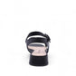 Bottero Nikki black leather sandal with a knotted front strap, adjustable buckle, and low block heel.
