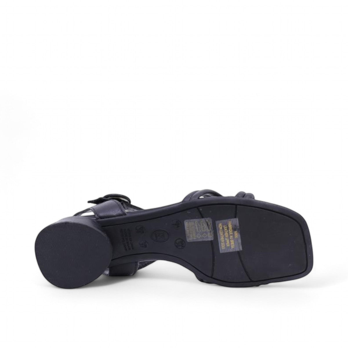 Bottero Nikki black leather sandal with a knotted front strap, adjustable buckle, and low block heel.