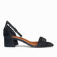 Bottero Qadir black leather sandals with a 7cm block heel and ankle buckle strap