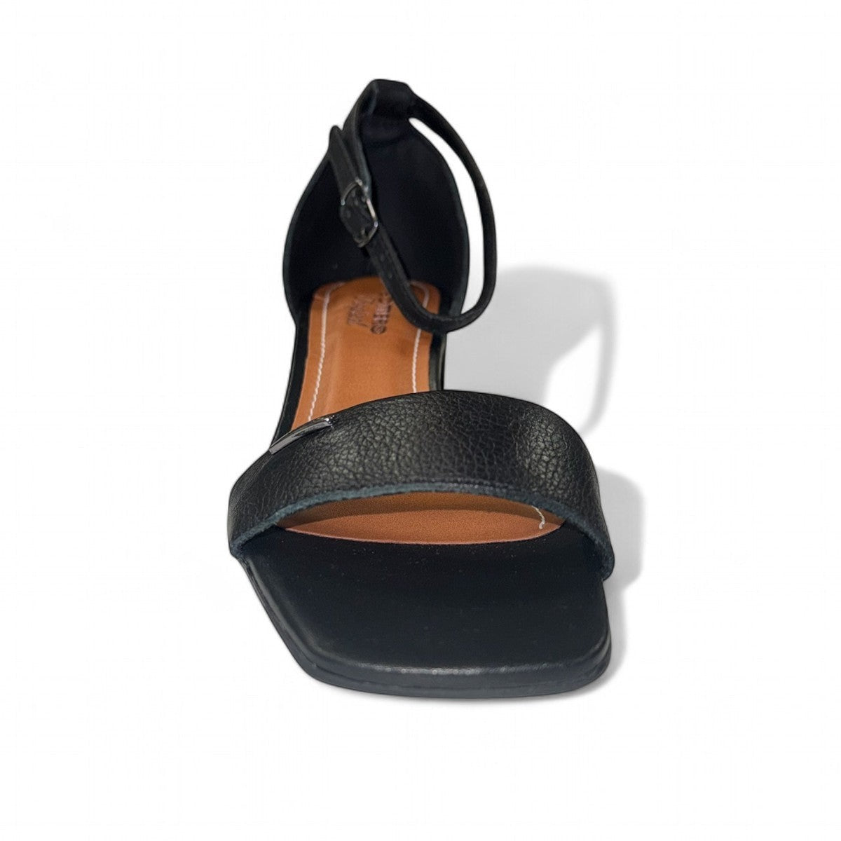 Bottero Qadir black leather sandals with a 7cm block heel and ankle buckle strap