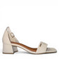 Bottero Qadir off-white leather sandals with a 7cm block heel and ankle buckle strap