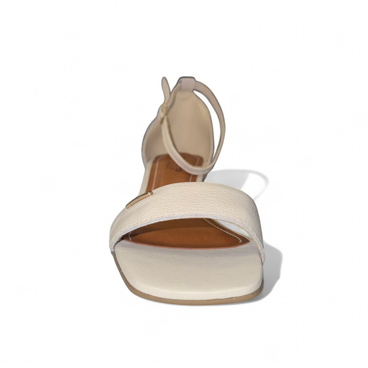 Bottero Qadir off-white leather sandals with a 7cm block heel and ankle buckle strap
