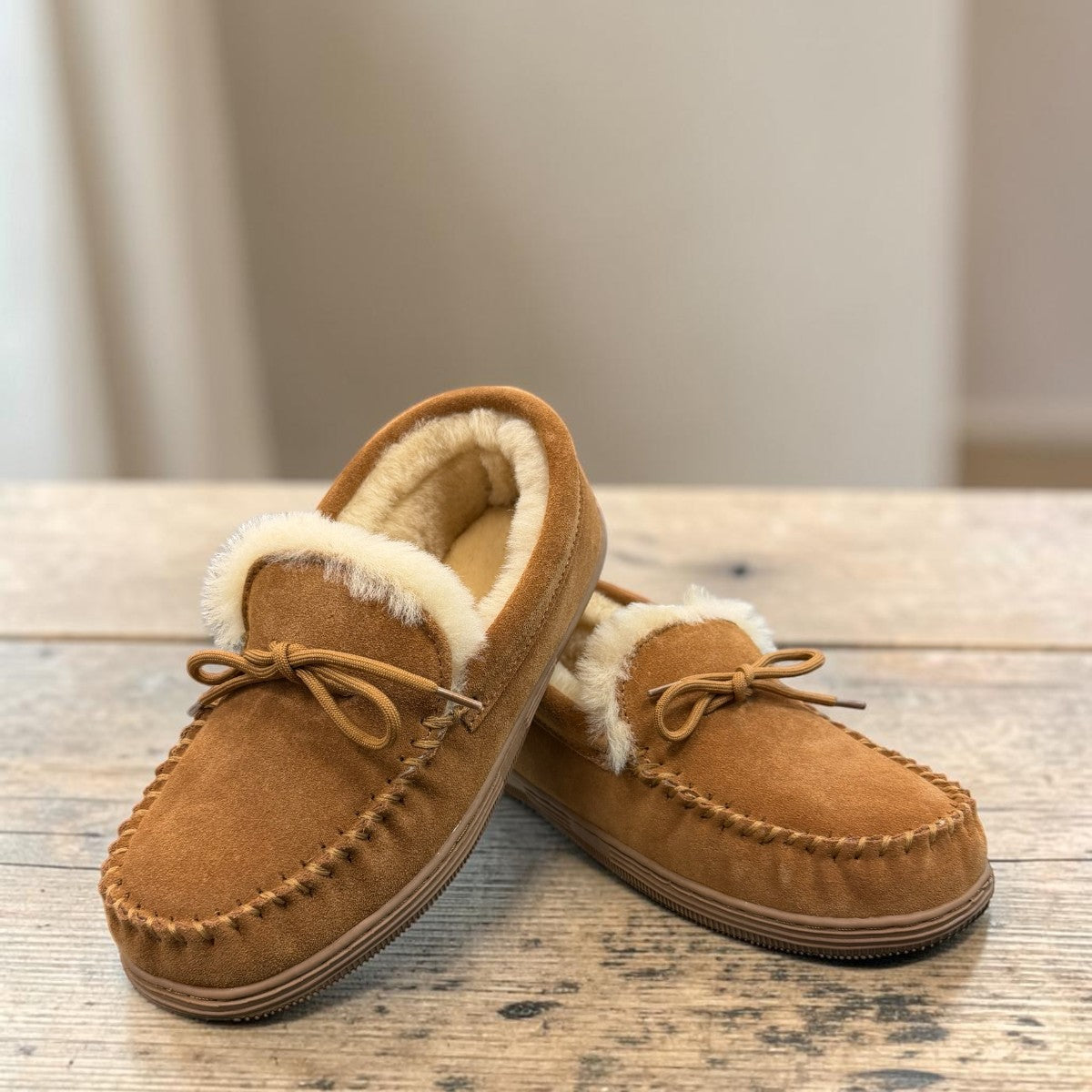 ARIA YALDA MOCCASIN SLIPPERS - TAN