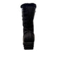 Canada Comfort black mid-calf boot with faux fur collar, side zipper, and durable rubber wedge sole. Photo of back view.