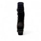 Canada Comfort side zip F209 black leather winter boot with side zipper, fleece lining, and low wedge heel. Photo of back view.
