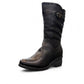 Canada Comfort side zip F209 black leather winter boot with side zipper, fleece lining, and low wedge heel. Photo of front side view 2.