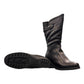 Canada Comfort side zip F209 black leather winter boot with side zipper, fleece lining, and low wedge heel. Photo of bottom view.