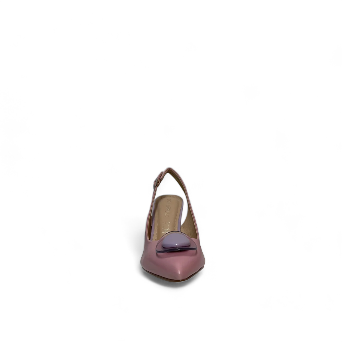 Capelli Rossi Claire coral and blush leather slingback heels with a unique sculptural 3-inch heel.