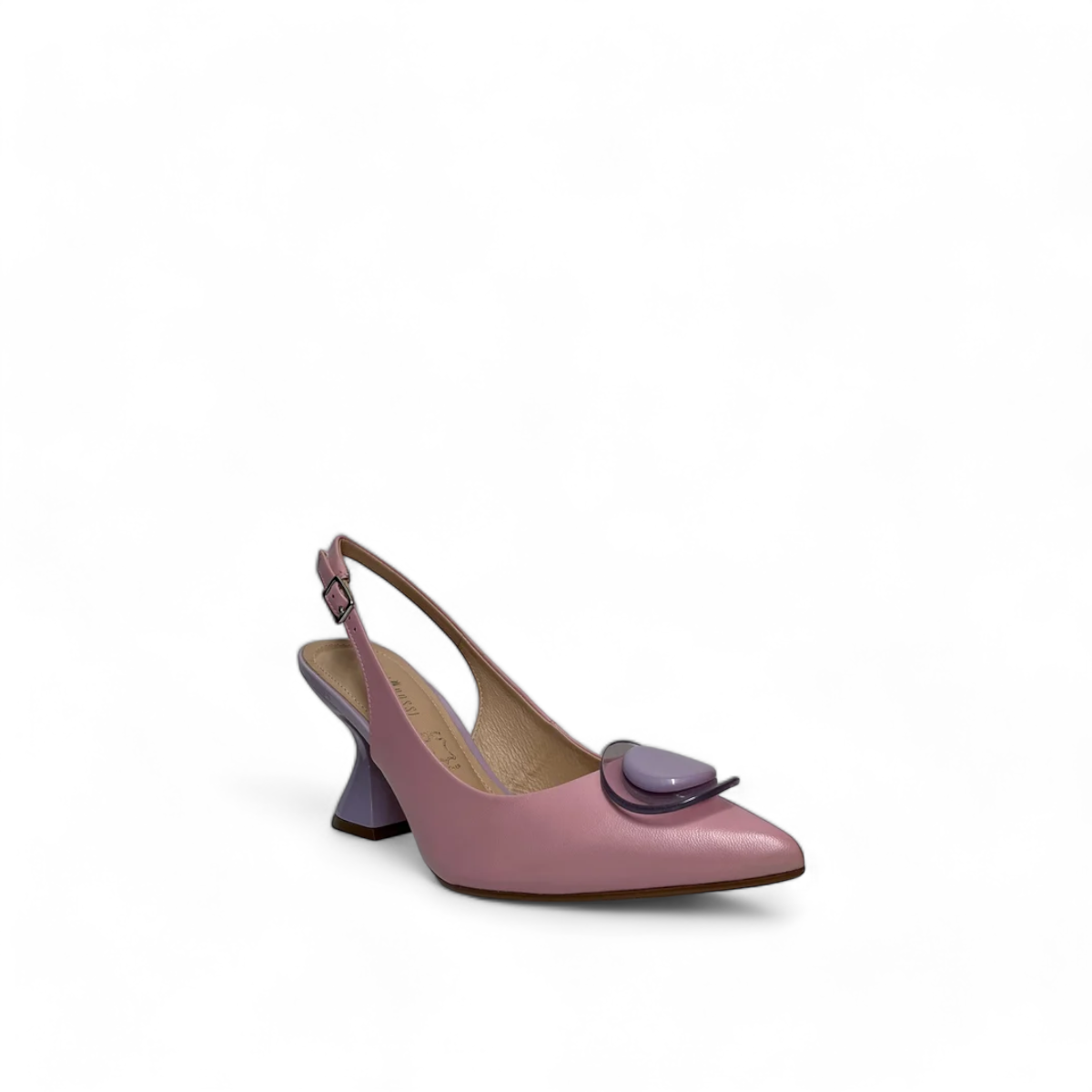 Capelli Rossi Claire coral and blush leather slingback heels with a unique sculptural 3-inch heel.