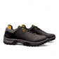 CAT black nubuck leather lace-up sneaker with a durable rubber outsole and handmade stitching detail. right view.