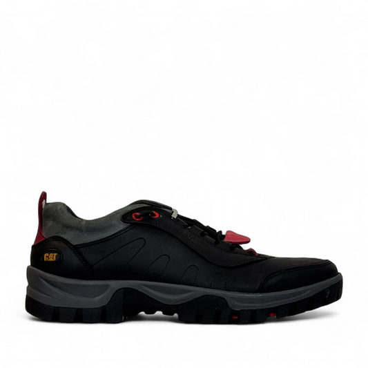CAT Tabal black nubuck leather lace-up shoes with a durable rubber outsole and handmade stitching. right view.