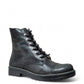 Chacal 5663 black leather lace-up combat boot with side zipper and durable rubber lug sole