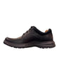 Clarks Un Brawley Lace black leather casual shoe with stitch detailing and a flexible sole. left view