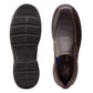 Clarks Bradley Step brown tumbled leather slip-on shoe with elastic gores and cushioned sport sole. top view.