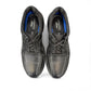 Clarks Bradley Walk black leather lace-up shoe with durable EVA outsole and cushioned footbed. top view.