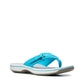 Clarks Breeze Sea aqua synthetic flip-flops with a lightweight sole and adjustable strap closure. right view.