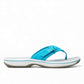 Clarks Breeze Sea aqua synthetic flip-flops with a lightweight sole and adjustable strap closure. right view.