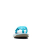 Clarks Breeze Sea aqua synthetic flip-flops with a lightweight sole and adjustable strap closure. front view.