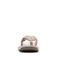 Clarks Breeze Sea beige flip-flops with a lightweight sole and adjustable strap closure for summer wear. front view.