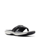 Clarks Breeze Sea black synthetic flip-flops with a lightweight sole and adjustable strap closure.  front view.