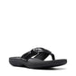Clarks Breeze Sea black patent flip-flops with a lightweight sole and adjustable strap closure. right view.