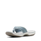 Clarks Breeze Sea flip-flops in blue gray with a lightweight sole and adjustable strap closure. front view.