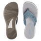 Clarks Breeze Sea flip-flops in blue gray with a lightweight sole and adjustable strap closure. top view
