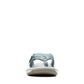 Clarks Breeze Sea flip-flops in blue gray with a lightweight sole and adjustable strap closure. front view.