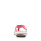 Clarks Breeze Sea flip-flops in orange-pink with a lightweight sole and adjustable strap closure. back view.